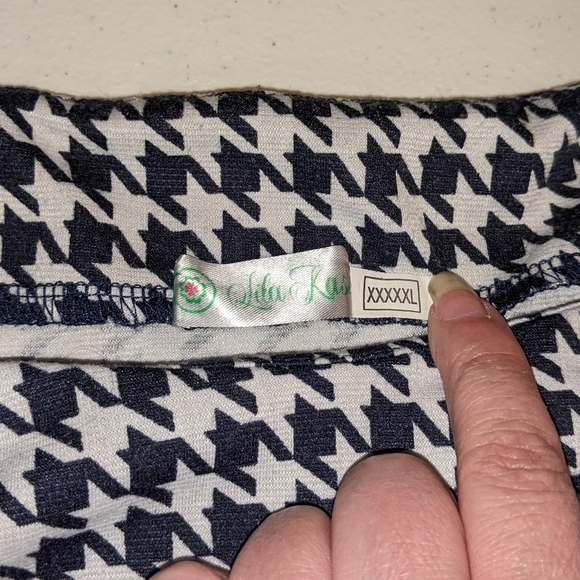 Lila Kass houndstooth blue Navy red white knit midi dress EU size xxxxl us 16.5 - Picture 5 of 15